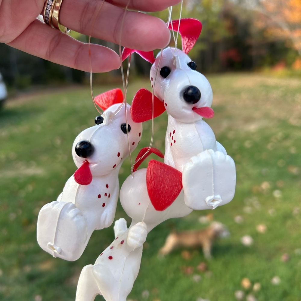 4/$100 Adorable White and Red Dog Figurines Christmas ornaments 🐶